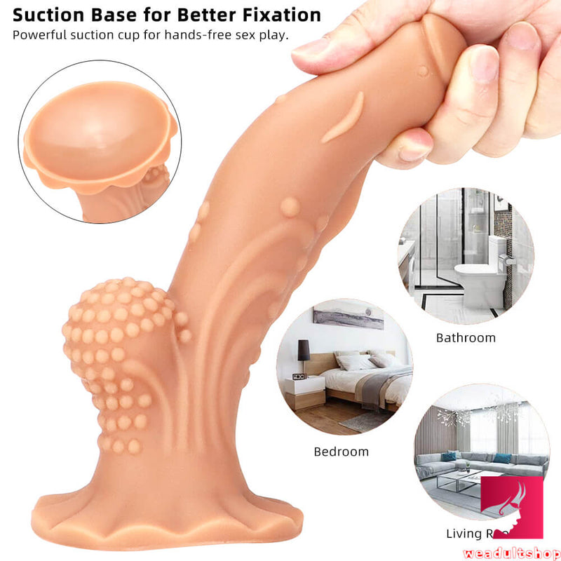 8.66in Mixed Colors Odd Dual Layer Silicone Dildo With Suction Cup