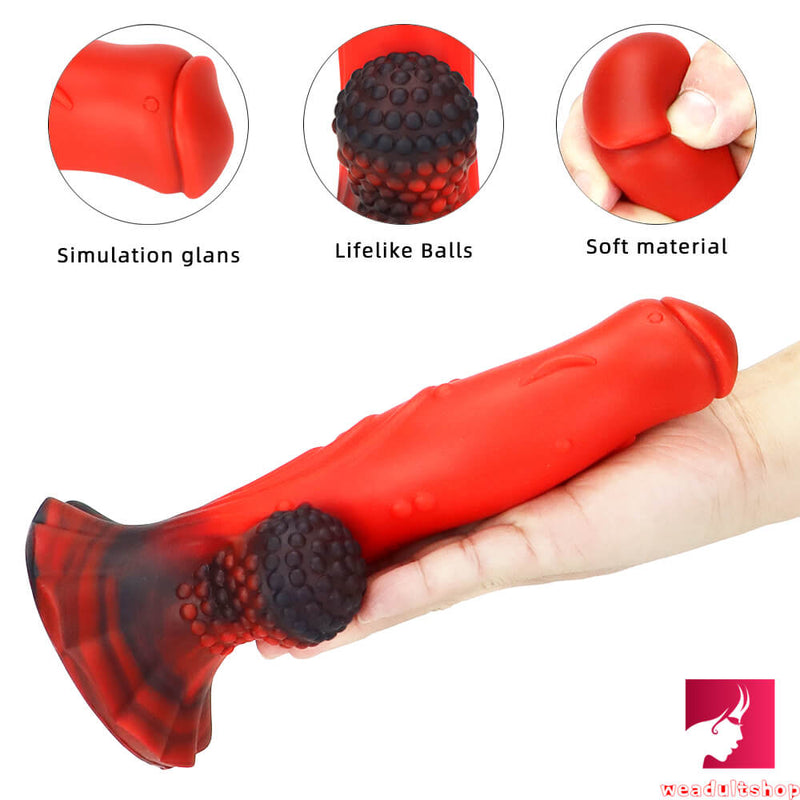 8.66in Mixed Colors Odd Dual Layer Silicone Dildo With Suction Cup