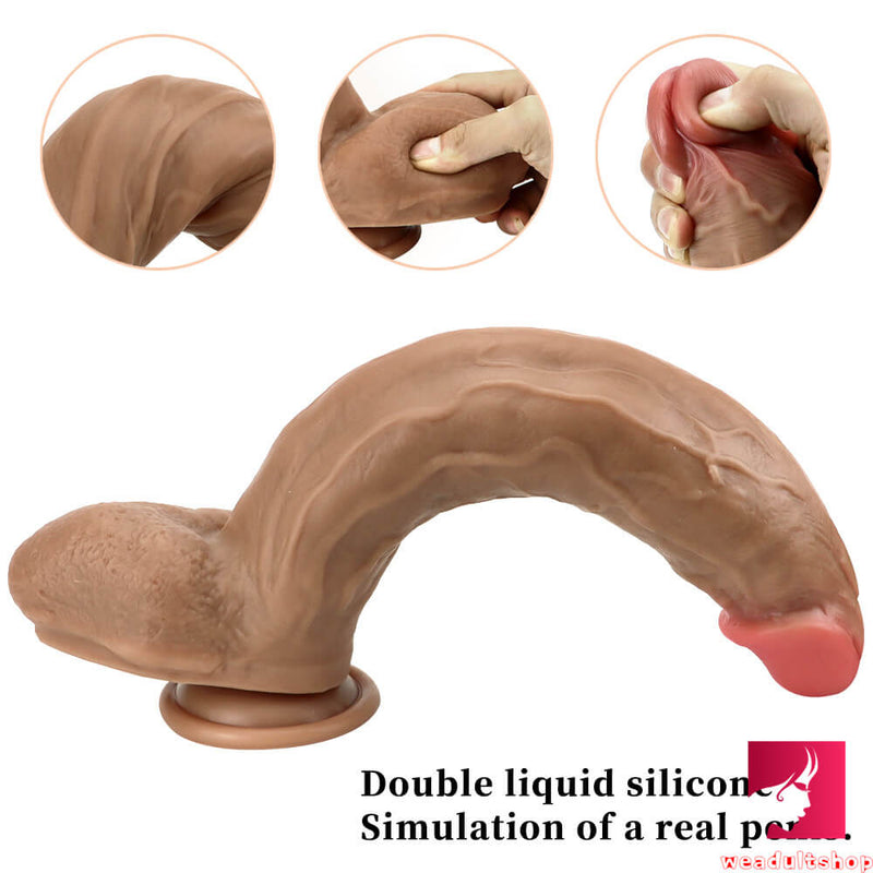 12.2in Big Realistic Soft Silicone Double Layer Dildo With Suction Cup