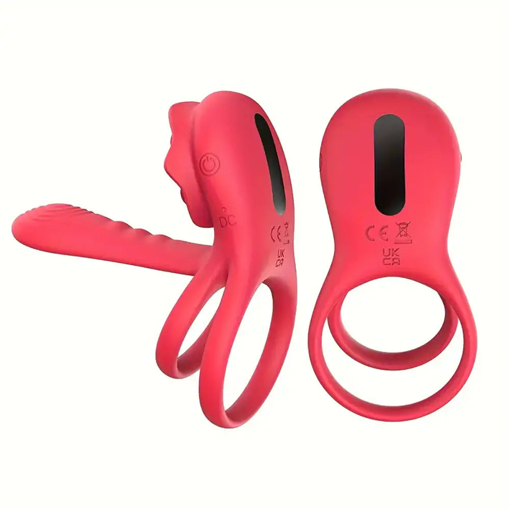 Vibrating Cock Ring With Rose Clitoral Stimulator For Female Sex Vibrating Cock Ring With Rose Clitoral Stimulator For Female Sex