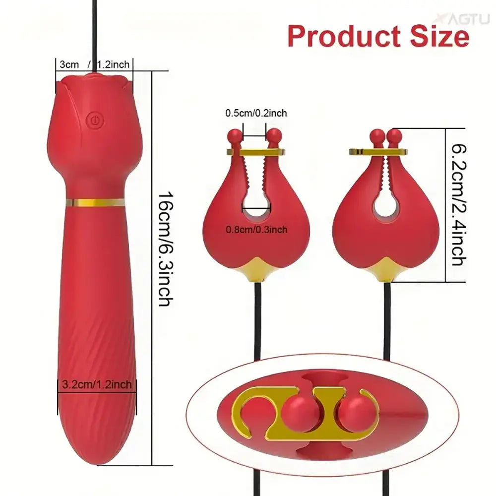 2in1 Nipple Clamps Vibration Rose Toy Dual-Peak Clamps Stimulator 2in1 Nipple Clamps Vibration Rose Toy Dual-Peak Clamps Stimulator