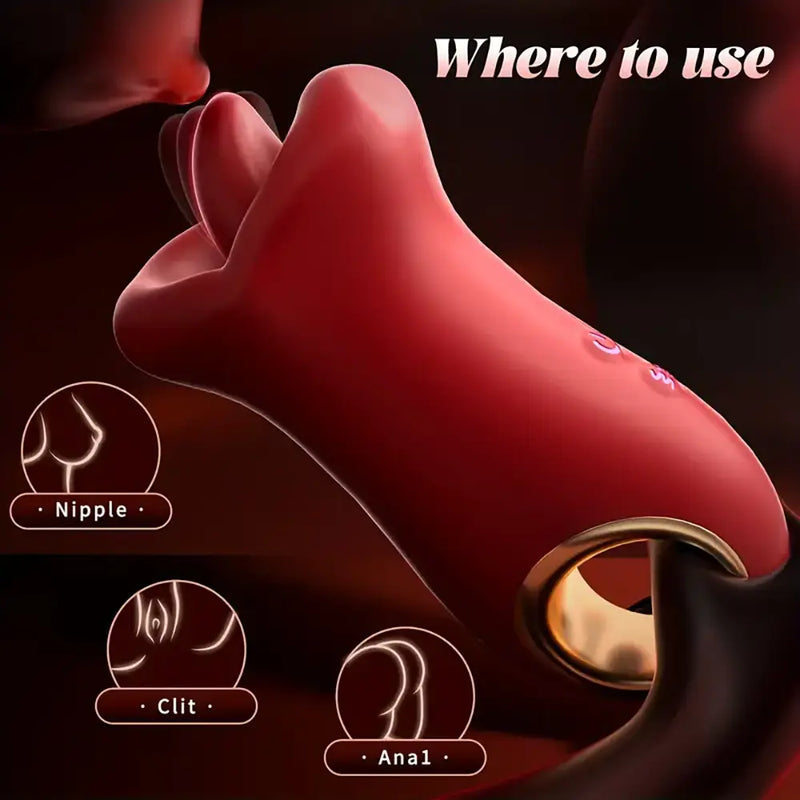 Tongue Licking Vibrator Rose Massager Sex Toy Nipple Clit Vibrator