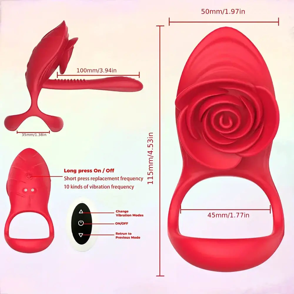 Vibrating Cock Ring Rose Clitoral Stimulator For Couples Sex Toy Vibrating Cock Ring Rose Clitoral Stimulator For Couples Sex Toy
