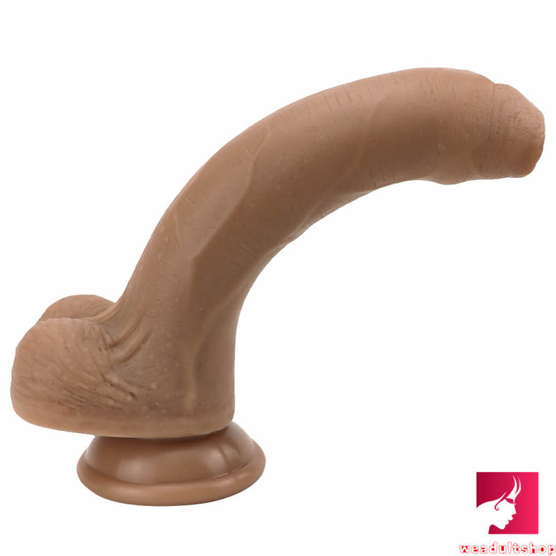 8.66in Realistic Soft Uncut Silicone Suction Cup Dildo For Adults