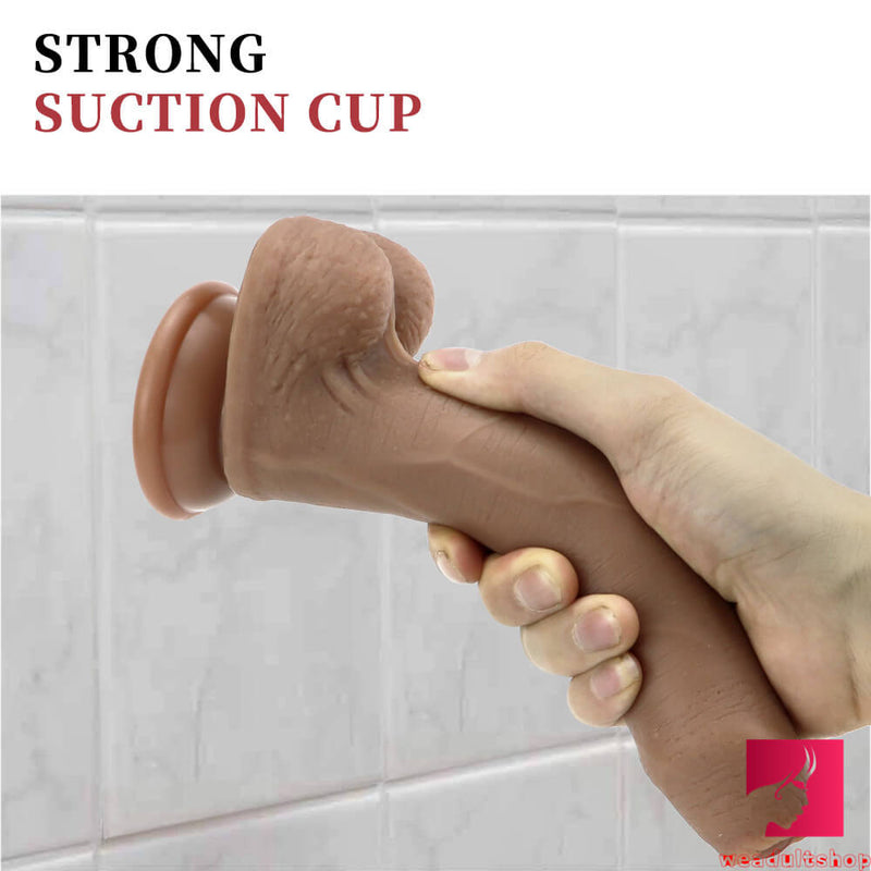 8.66in Realistic Soft Uncut Silicone Suction Cup Dildo For Adults