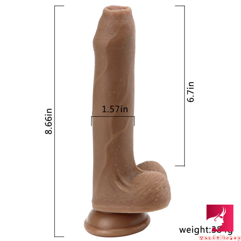 8.66in Realistic Soft Uncut Silicone Suction Cup Dildo For Adults