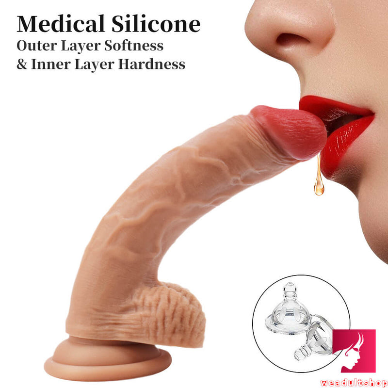 7.48in Soft Silicone Suction Cup Lifelike Dildo For Adult Women