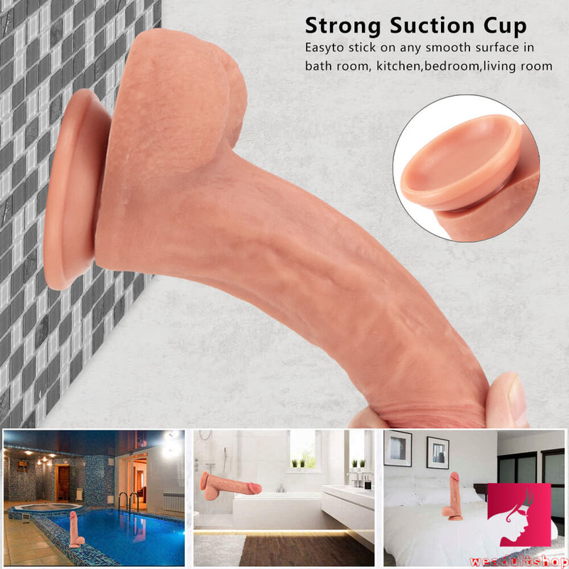 8.26in Soft Silicone Skin Feeling Lifelike Double Layer Dildo Toy
