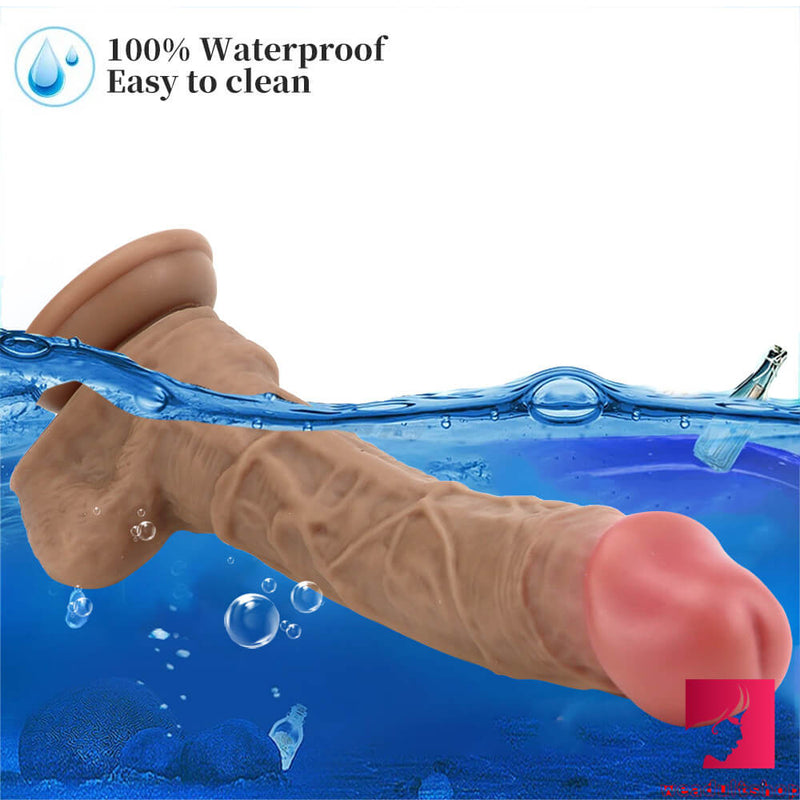 9.45in Big Real Feeling Soft Double Layer Silicone Dildo For Vagina