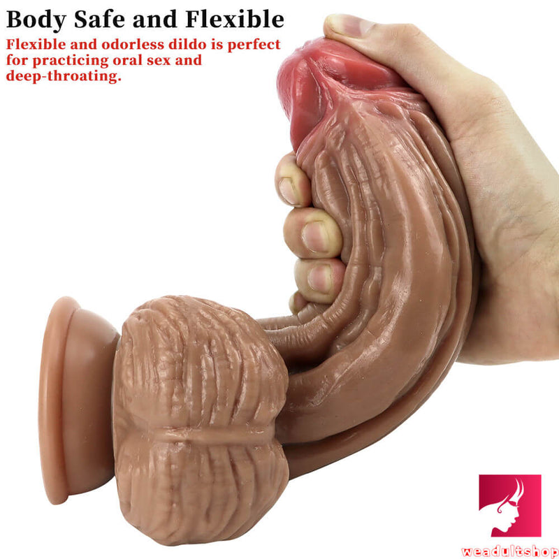 9.84in Soft Silicone Big Fat Realistic Double Layer Dildo Sex Toy