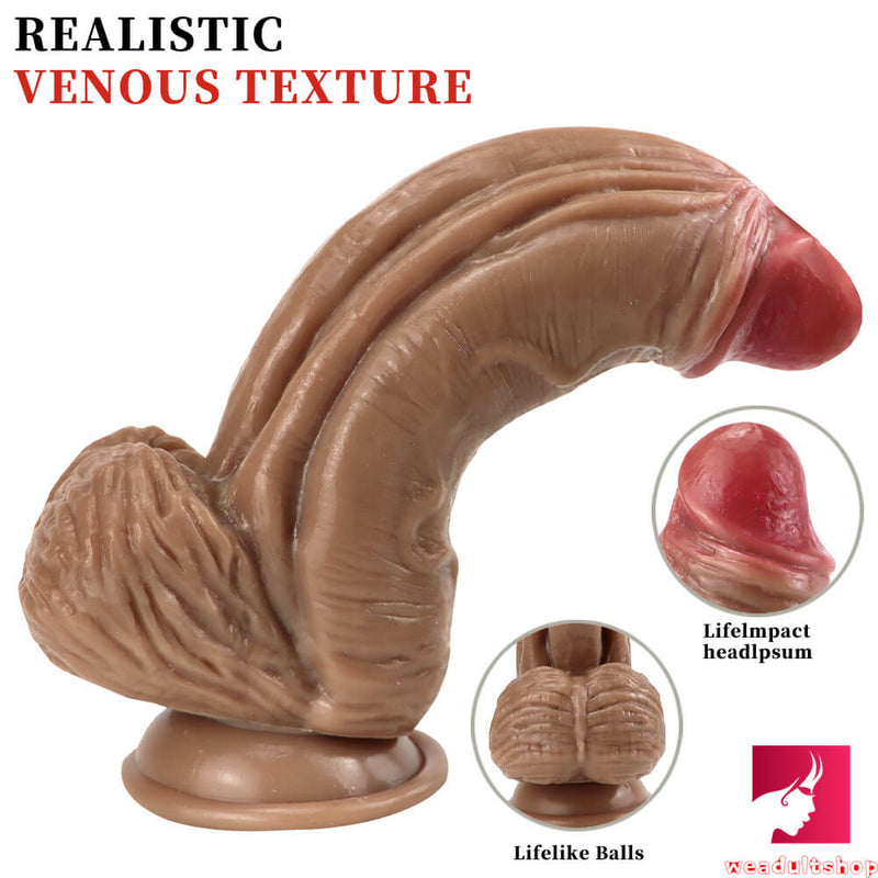 9.84in Soft Silicone Big Fat Realistic Double Layer Dildo Sex Toy