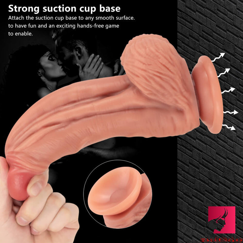 9.84in Soft Silicone Big Fat Realistic Double Layer Dildo Sex Toy