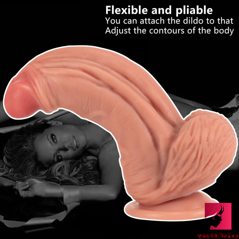 9.84in Soft Silicone Big Fat Realistic Double Layer Dildo Sex Toy