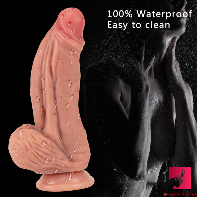 9.84in Soft Silicone Big Fat Realistic Double Layer Dildo Sex Toy