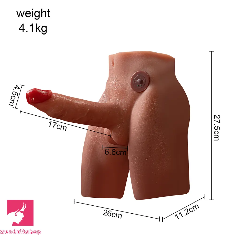 6.69in Realistic 3D Sexy Hip Thrusting Vibrating Real Dildo Portable Sex Torso