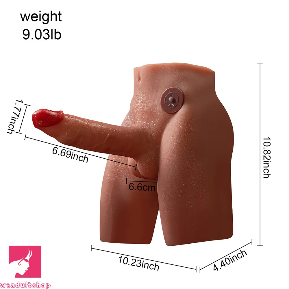 6.69in Realistic 3D Sexy Hip Thrusting Vibrating Real Dildo Portable Sex Torso