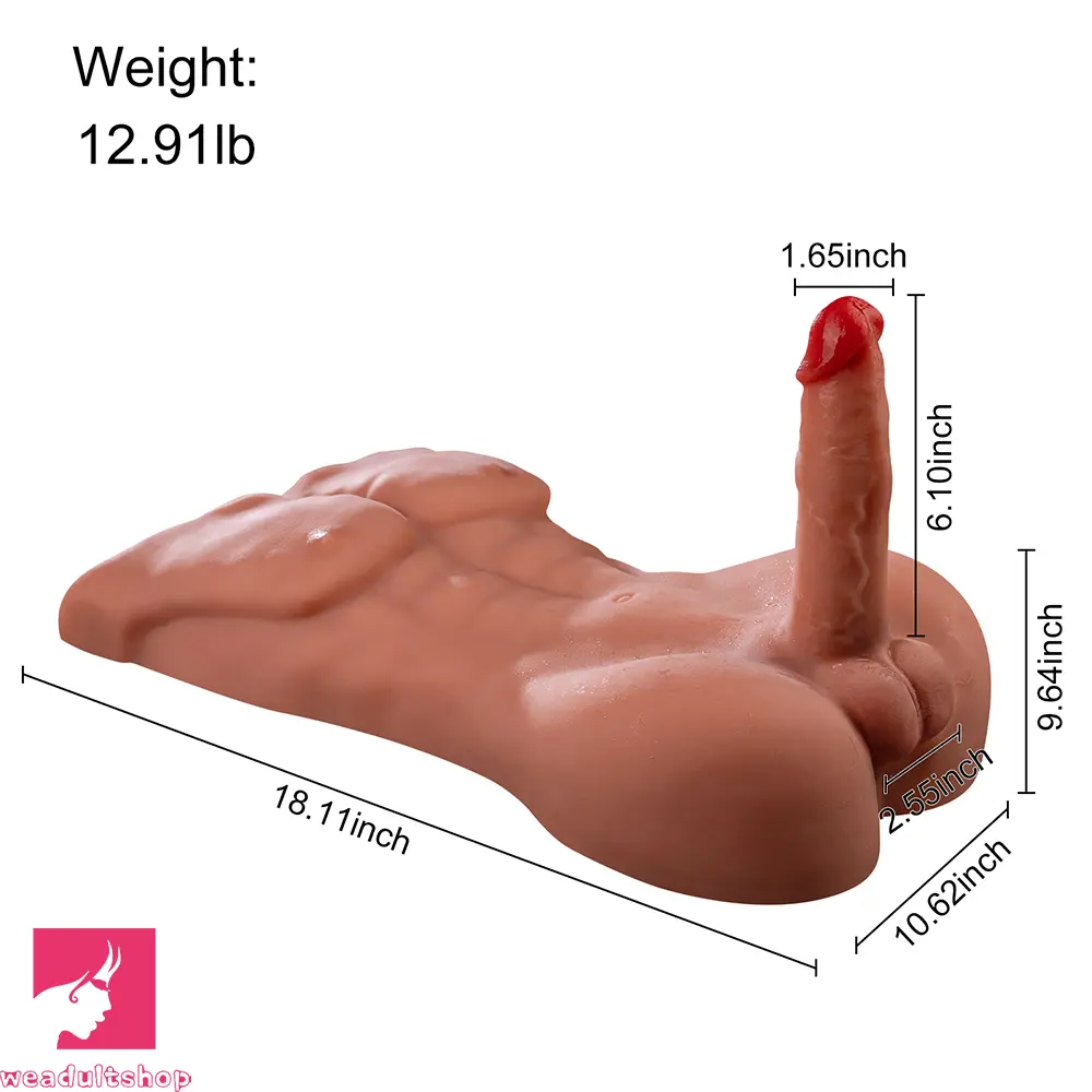 6.1in Super Realistic Soft Lover Male Torso Dildo Vibrating Thrusting Cock Toy