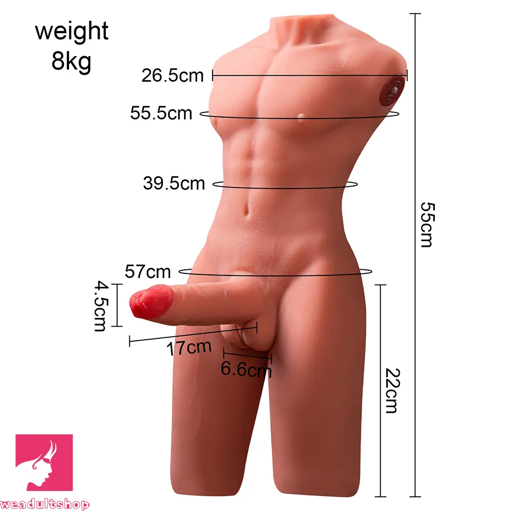 6.69in Life Size Male Torso With Thrusting Vibrating Function Dildo Sensory Toy