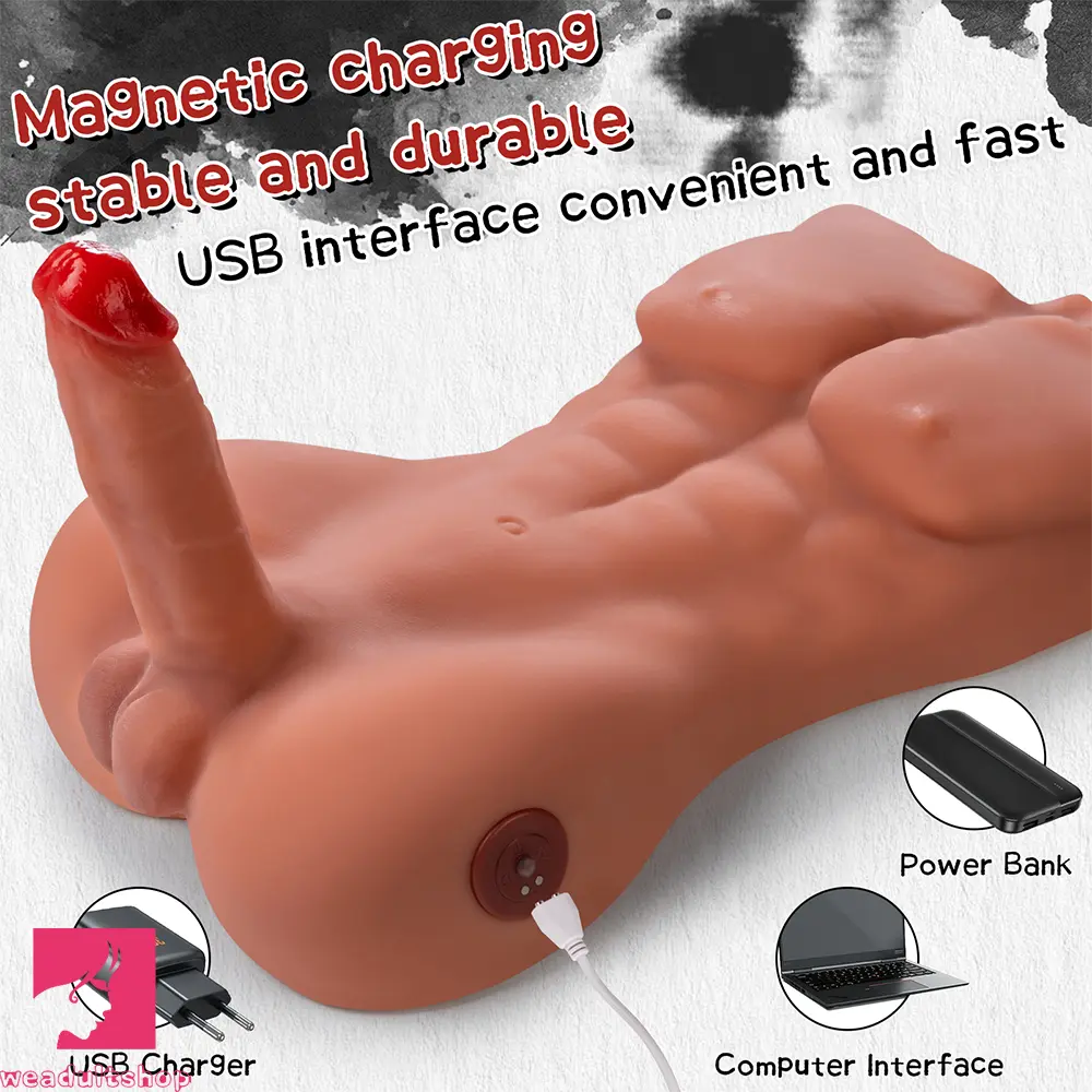 6.1in Super Realistic Soft Lover Male Torso Dildo Vibrating Thrusting Cock Toy