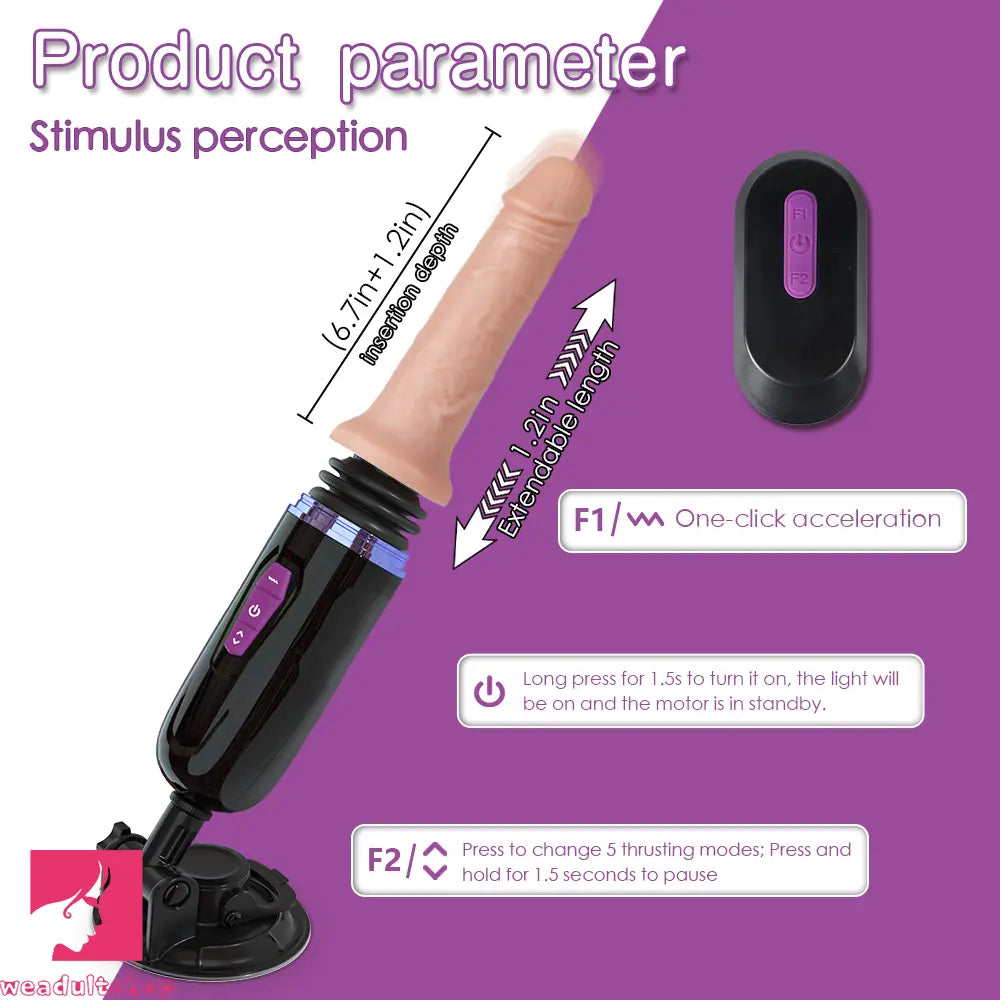 6.7in+1.2in G Spot Thrusting Dildo Machine Soft Real Cock Male Adult Sex Toy