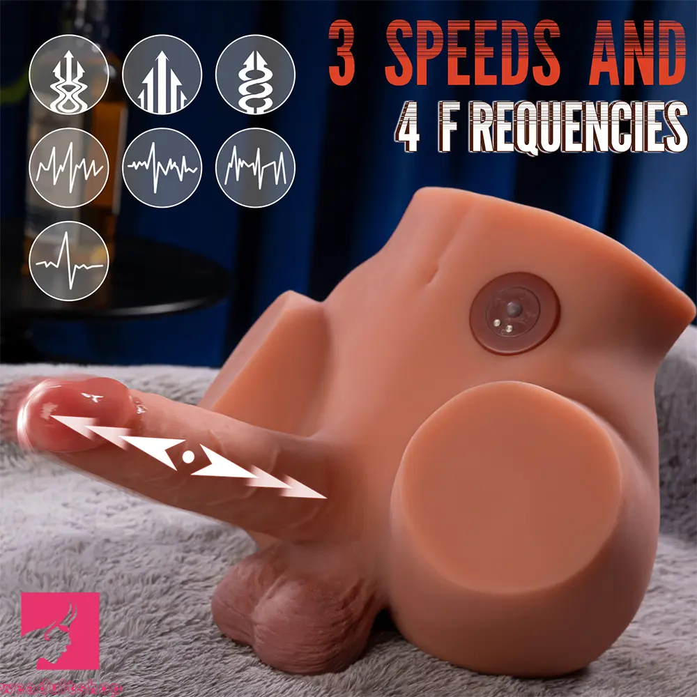 5.9in Super Real Automatic Vibrating Thrusting Dildo Torso For Real Big Butt