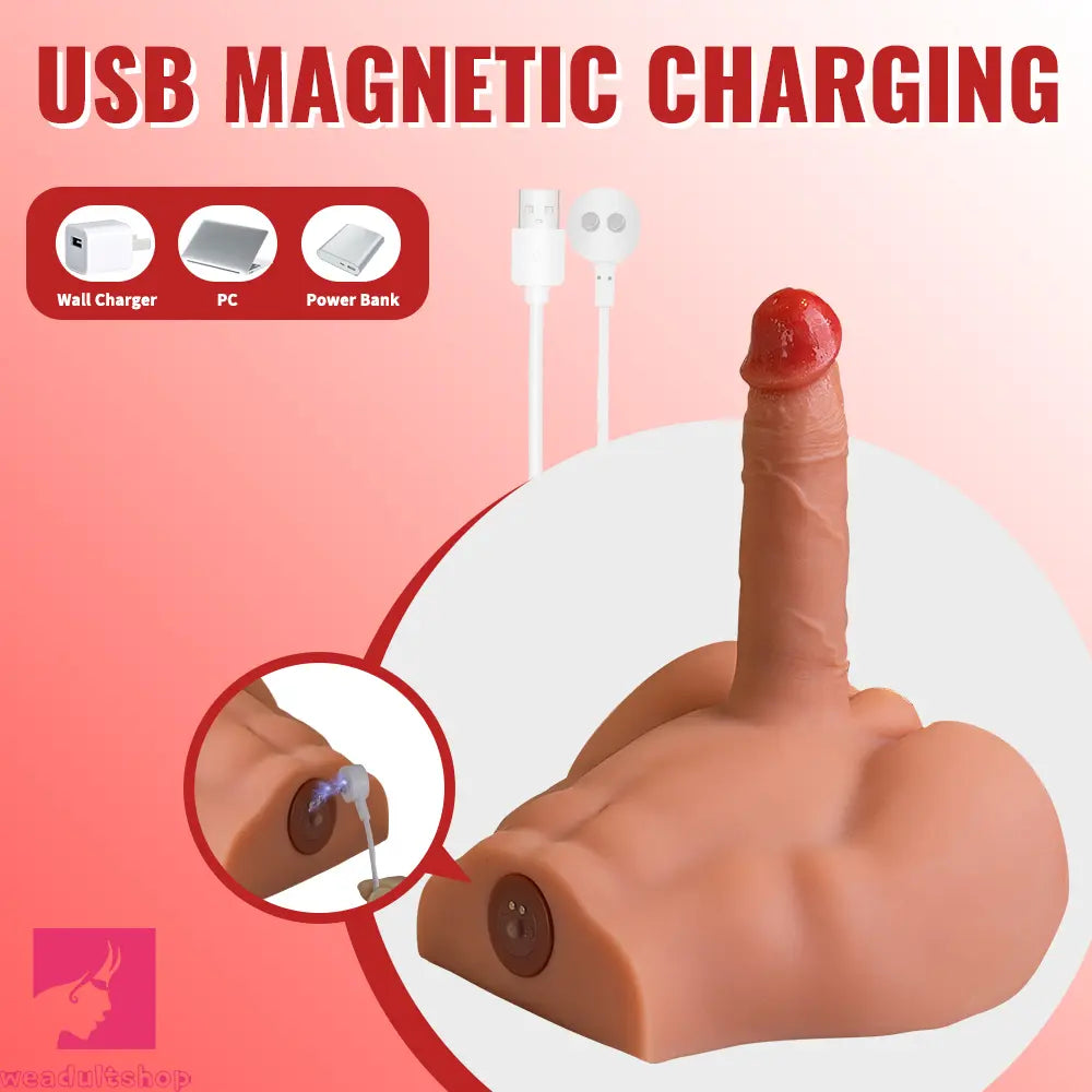 6.88in Realistic Grain Fascial Veins Vibrating Thrusting Portable Sex Torso Dildo