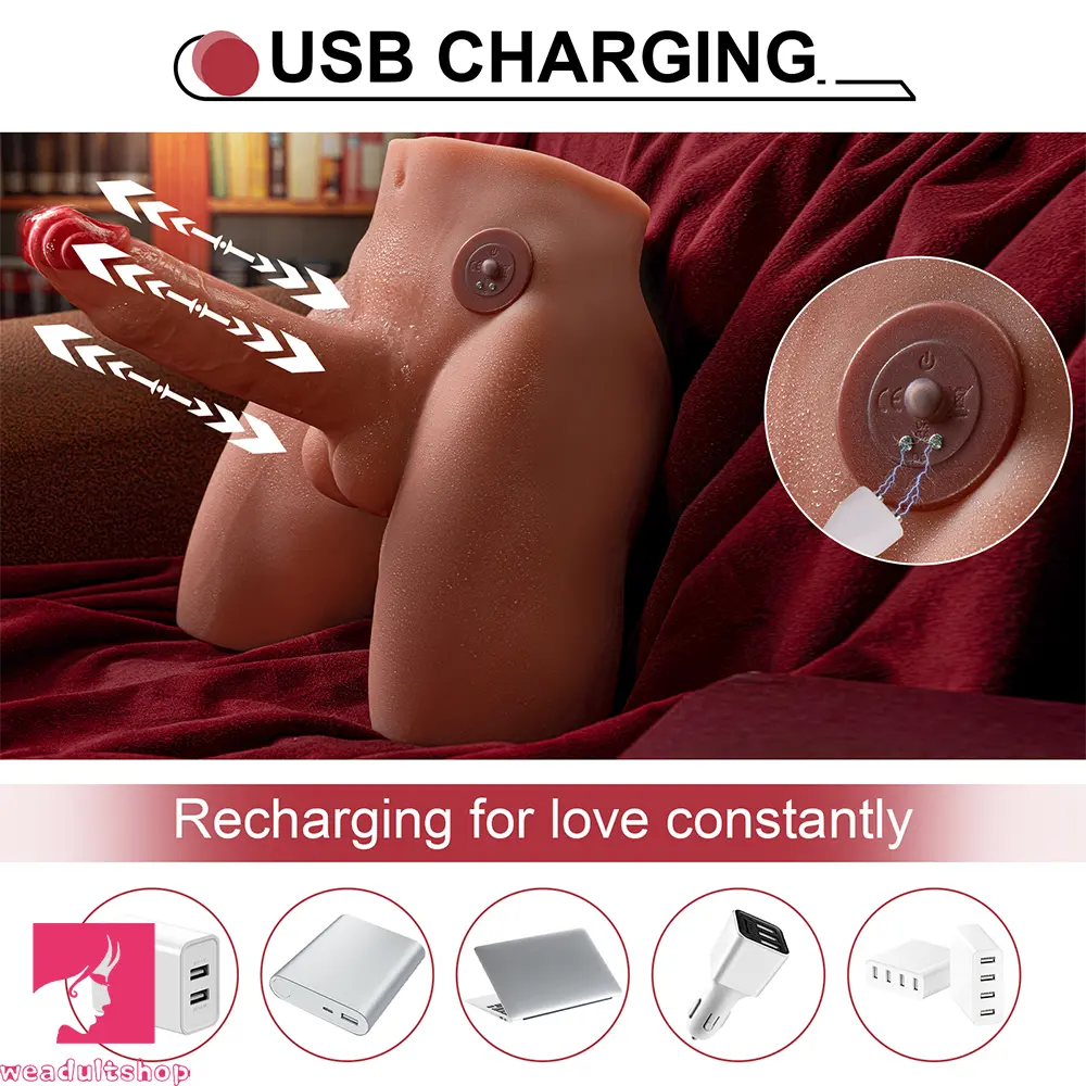 6.69in Realistic 3D Sexy Hip Thrusting Vibrating Real Dildo Portable Sex Torso