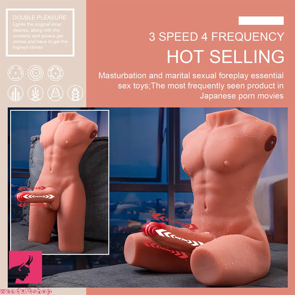 6.69in Life Size Male Torso With Thrusting Vibrating Function Dildo Sensory Toy
