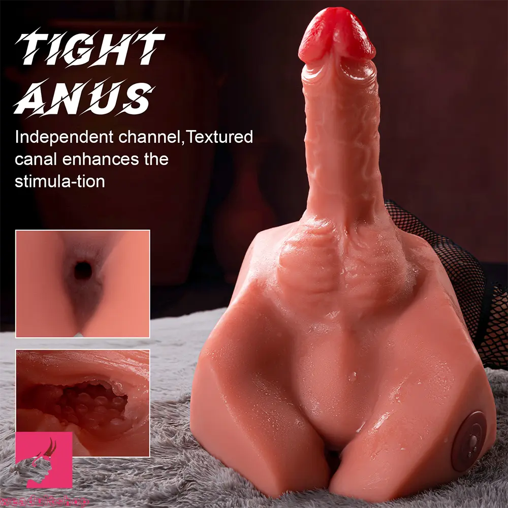 7.87in Real Feeling 3D Lifelike Sex Torso Dildo With Vibrating Thrusting Cock