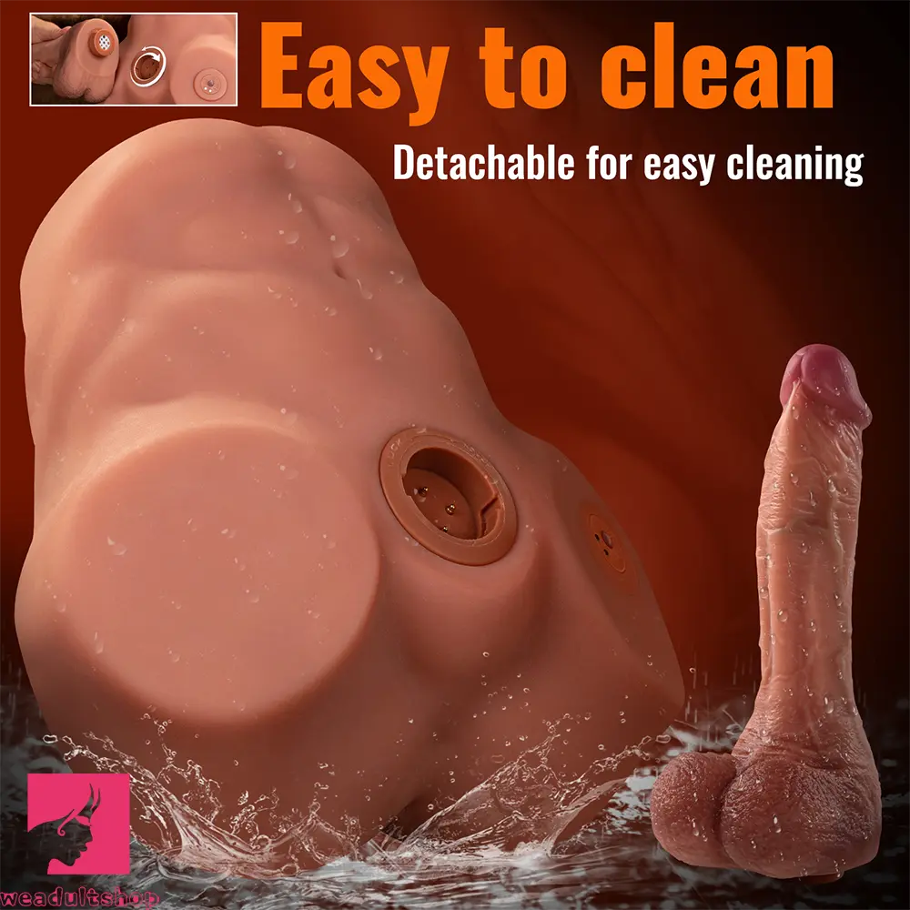 8.46in Real Skin 7 Vibrating Thrusting Male Torso Dildo For Adult Sensory Toy