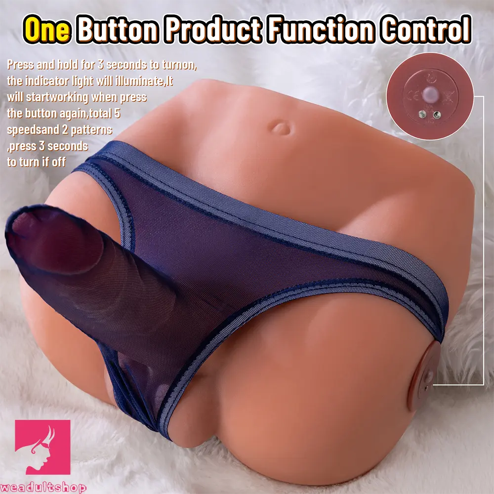 6.1in Super Soft Butt Vibrating Thrusting Torso Dildo Real Skin Auto Sex Torso