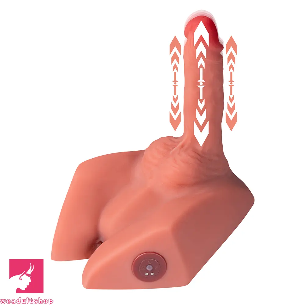 7.87in Real Feeling 3D Lifelike Sex Torso Dildo With Vibrating Thrusting Cock
