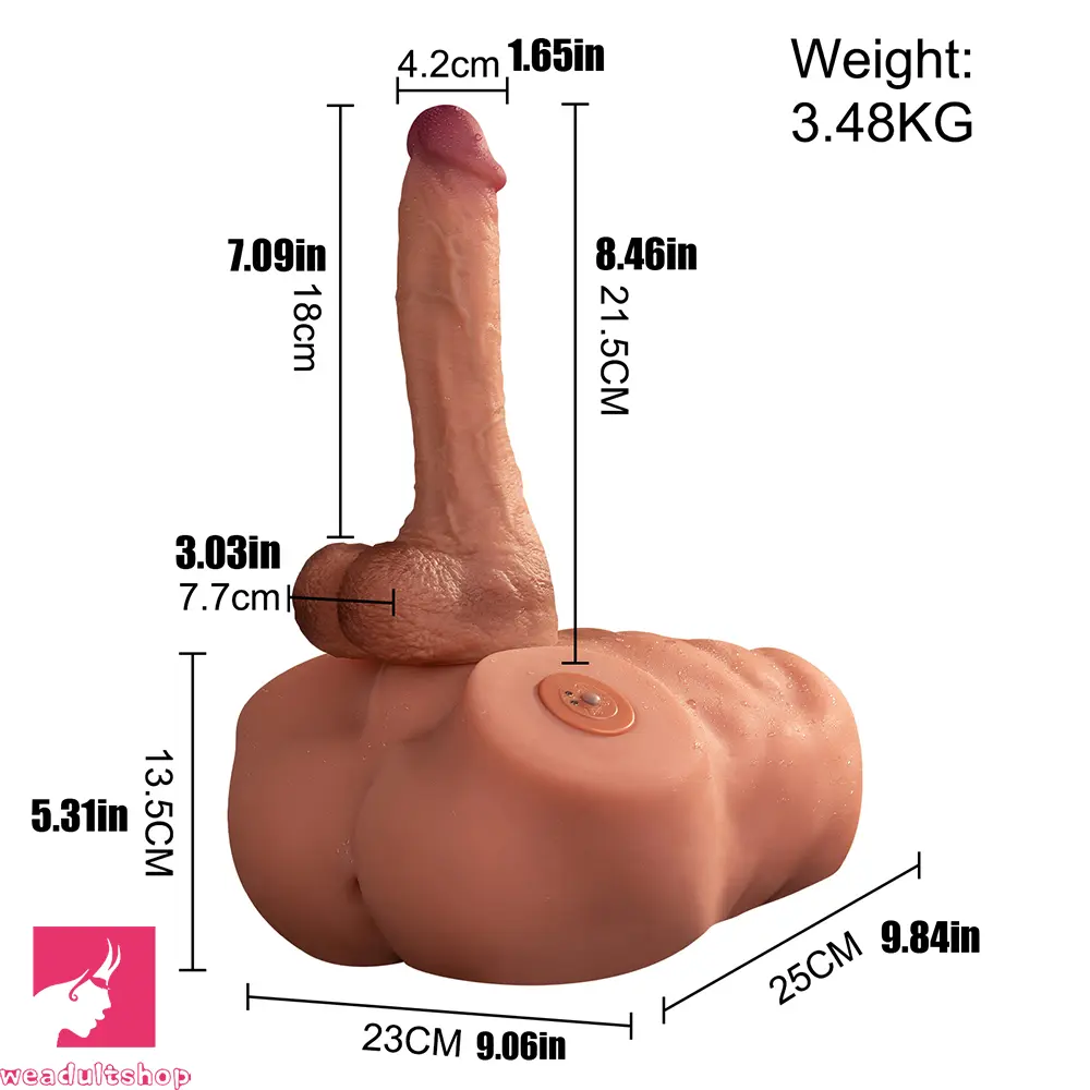 8.46in Real Skin 7 Vibrating Thrusting Male Torso Dildo For Adult Sensory Toy