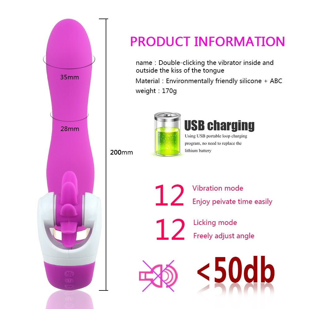 Tongue Licking Charging Heating Rotation Vibrator