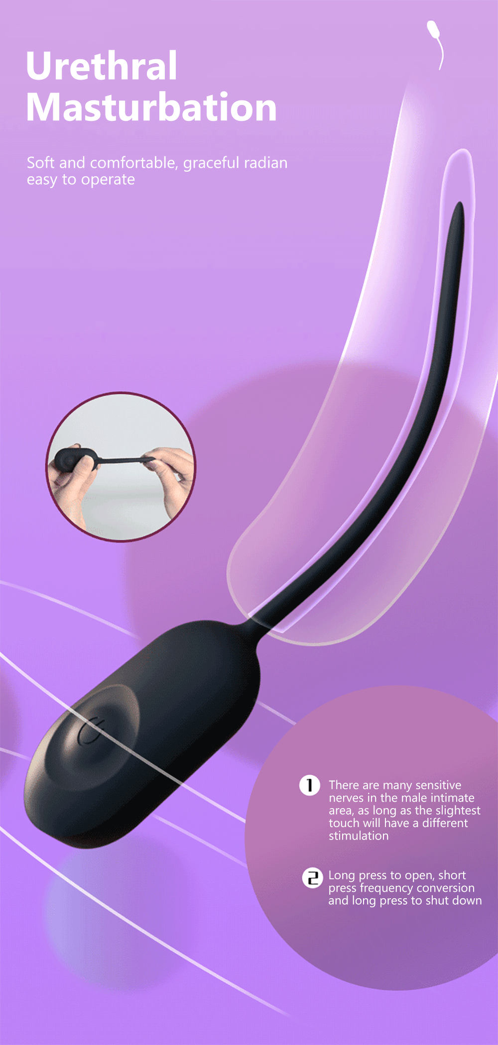 10 Vibrating Urethral Sounding Vibrator Penis Plug Adult Sex Toy