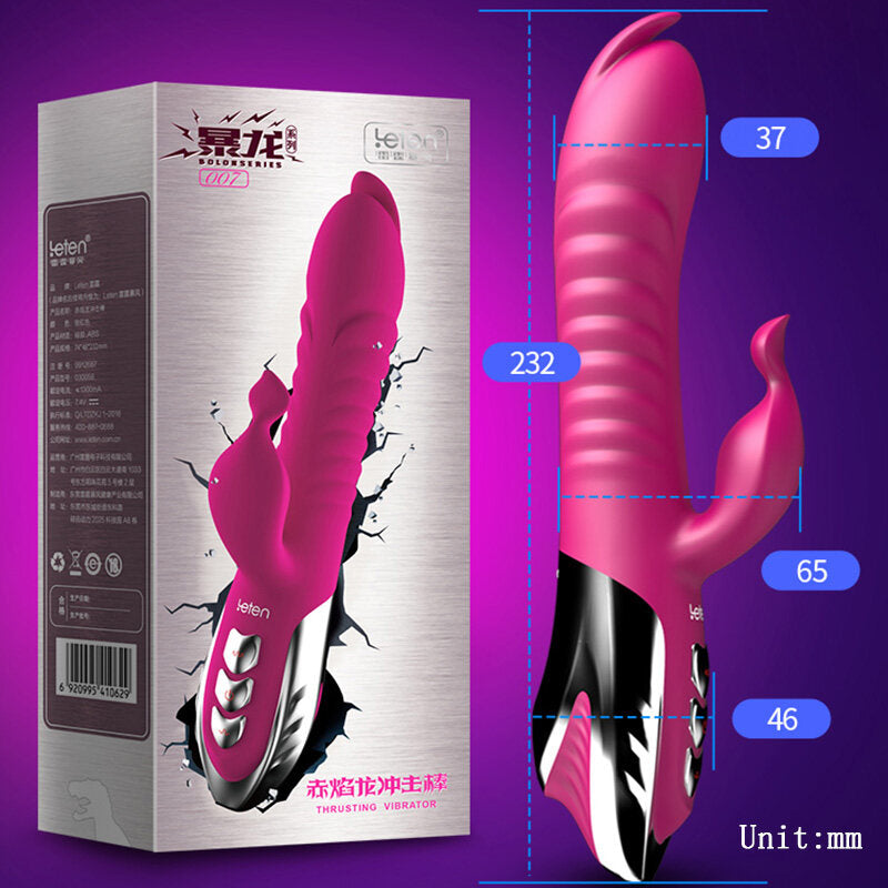Leten 4IN1 Automatic Thrusting Heating Tongue Licking Soft Impact Vibrator