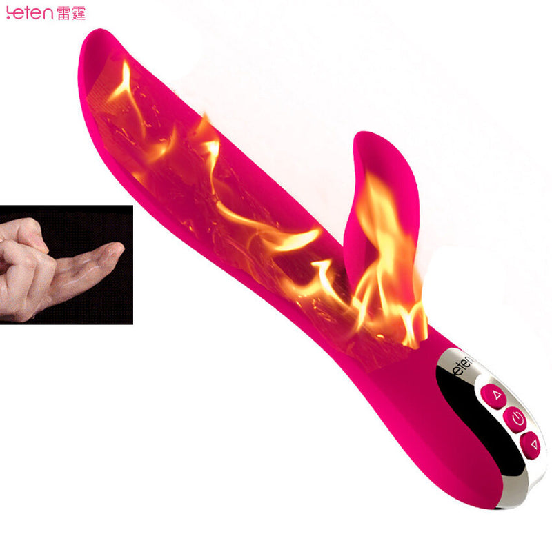 Leten Tongue Licking Wave Automatic Heating Silicone Vibrator