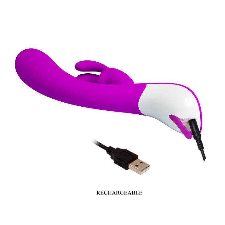 Double Motors 12 Frequencies Vibrating Silicone Rabbit Vibrator