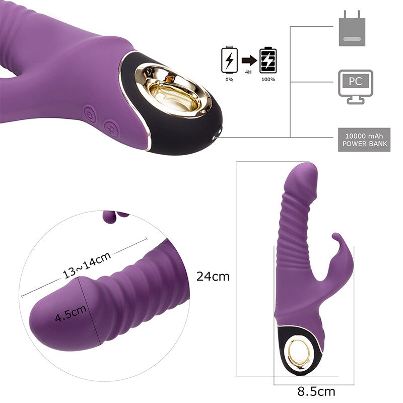 USK-V09 Thrusting Rotating Rabbit USB Charging Vibrator