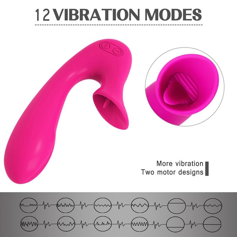 Tongue Licking Sucking Two Motors Vibrator For Women