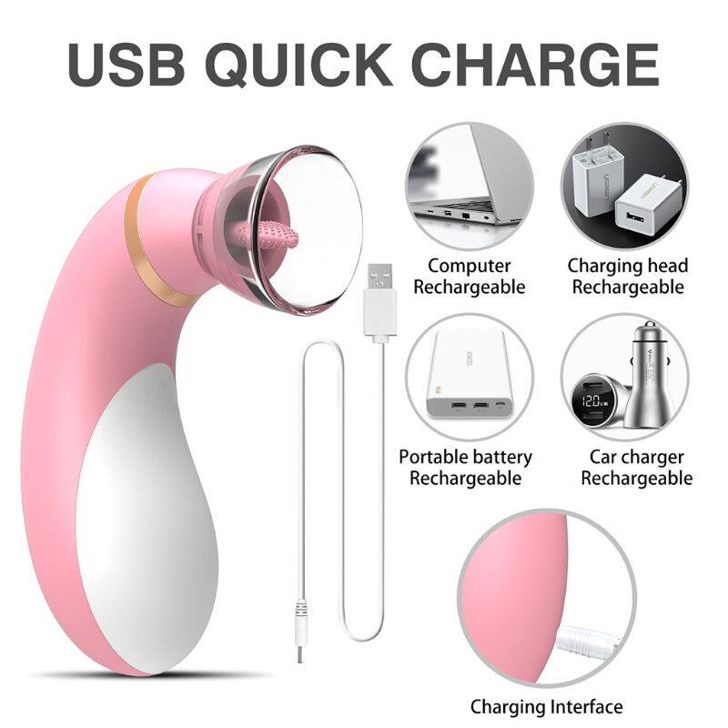 Tongue Licking Sucking Vibrator For G SPOT Vagina Breasts