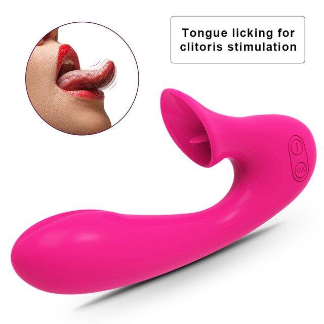 Tongue Licking Sucking Two Motors Vibrator For Women