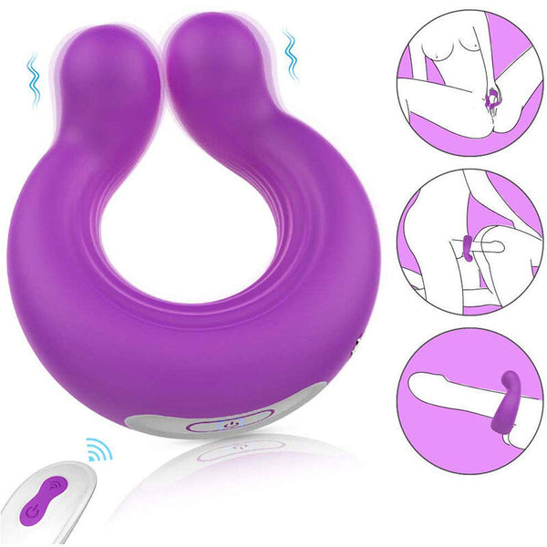 Double Head Vibrating Cock Ring Vagina Breasts Stimulating