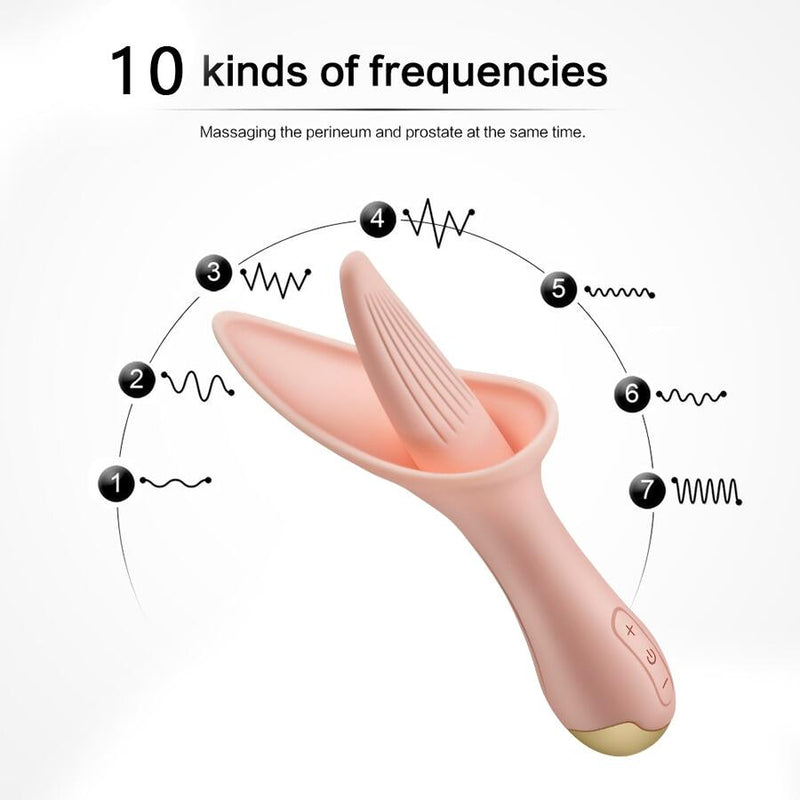 Silicone Tongue Vagina 10 Frequencies Licking Vibrator