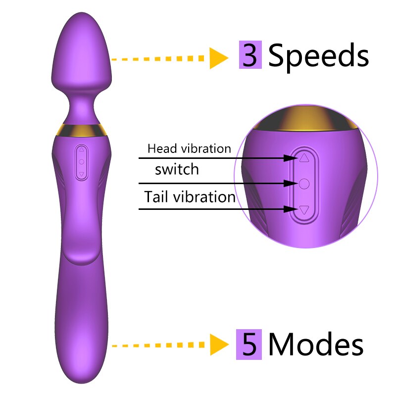 Three Heads Vibration Heating USB Rechargeable Massage Vibrator