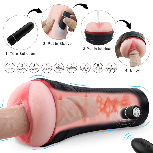 3D Realistic Virgin Vibrating Powered Pocket Pussy Male Masturbator - Adult Toys 