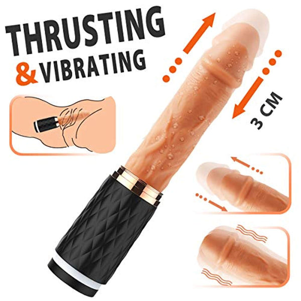 Thrusting Realistic Vibrating Dildo - Adult Toys 