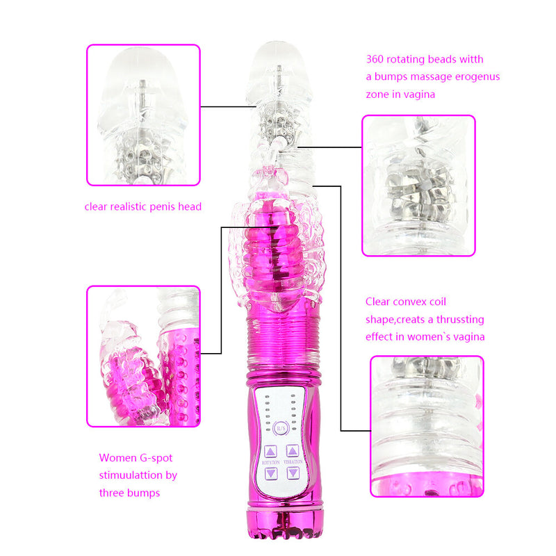 Butterfly Rotation Beads Thrusting Rotation Dildo Vibrator