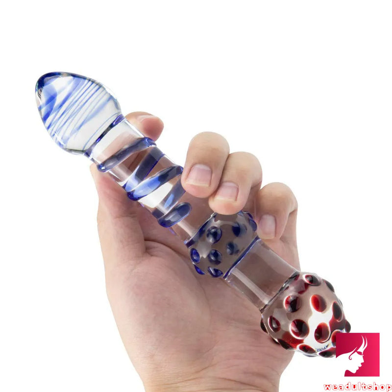 7.67in Adult Doubled Ended Dildo Spiked Glass Wand Dildo