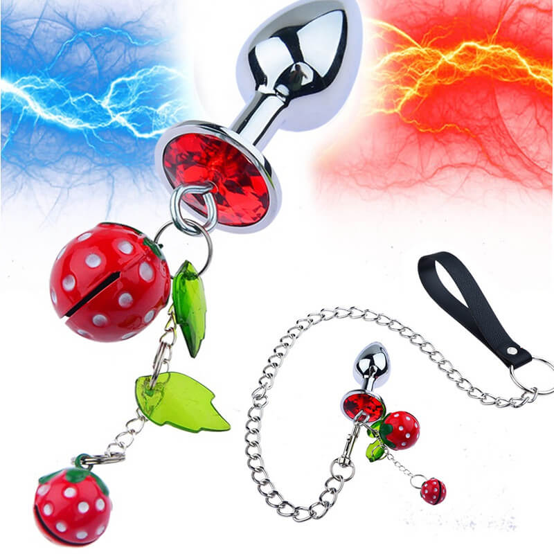 Metal Strawberry Bell Butt Plug Smooth Anus Dilator Anal Toy